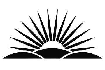 rising sun vector icon silhouette