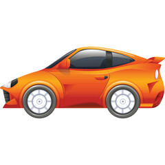 Orange Sports Car With Tinted Windows And Spoiler Detailed Graphic On Transparent Background