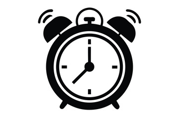 alarm clock ringing vector icon silhouette