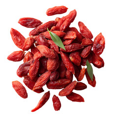 a pile of dried Chinese wolfberries isolated on transparent background