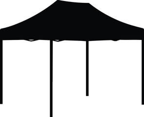 Black silhouette of a pop up canopy tent on white background © HAFIJA KHATUN