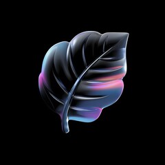 Mystical Leaf: A single, iridescent leaf floats gracefully against a dark background, its form highlighted with vibrant light and shadow, representing the simple beauty of nature.