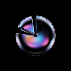 Elegant pie chart: An aesthetically pleasing pie chart with a captivating iridescence, offering a modern, minimalist touch, perfect for data-driven designs.