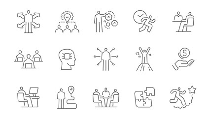 Business web icons. Thin outline signs and symbols. Commercial activities, finance, finance concept
