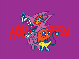 cute monster kaiju for kids background for halloween