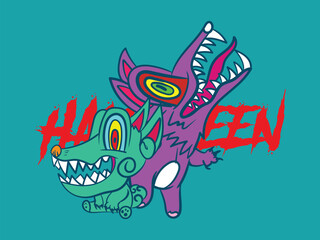 cute monster kaiju for kids background for halloween