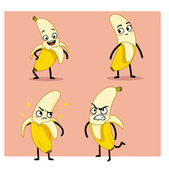 Fototapeta premium Cartoon Bananas with Different Emotions - Happy, Sad, Angry, and Surprised.