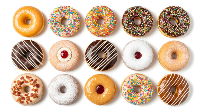 Assorted donuts with sprinkles and icing delicious dessert bakery sweet treat