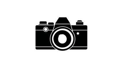 Fototapeta premium Classic retro camera icon illustration. Vintage photography symbol, digital vector graphic for media, art, hobby, or technology concept.