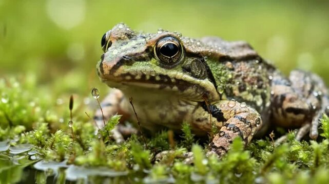 Iberian Frog Resting by Forest Pond &ndash; Rare Amphibian 4K AI
