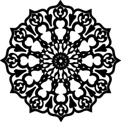 Intricate Black Floral Mandala Vector Design
