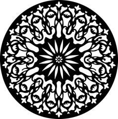 Intricate Black Floral Mandala Vector Design