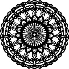 Intricate Black Floral Mandala Vector Design