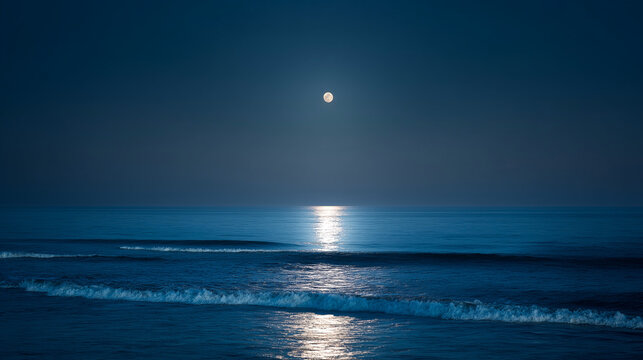 月明かりに照らされた静かな海