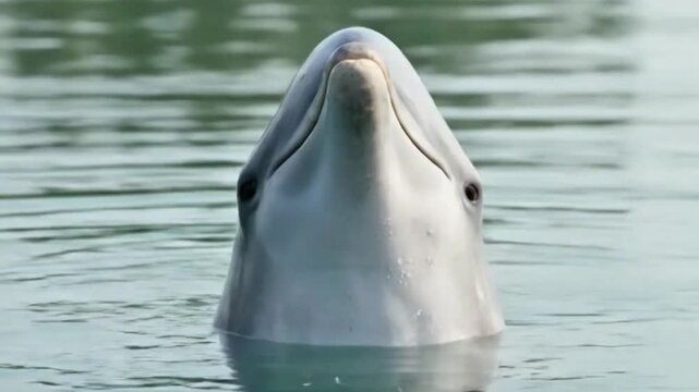 Irrawaddy Dolphin Swimming in Tropical River Rare Aquatic Mammal 4K AI
