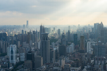 Naklejka premium Aerial View of Shanghai Cityscape