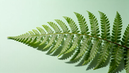 Green fern leaf on light background