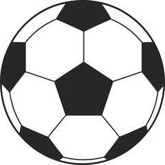 Fototapeta premium Classic soccer ball icon, black and white sports symbol, geometric pattern, football equipment silhouette, minimal style, flat vector illustration