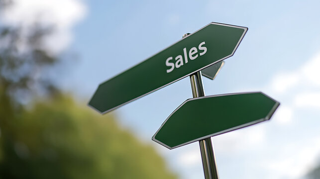 Navigating choices with directional signs, guiding strategic pathways to success, with greenery blurring background.  Signs pointing way for optimal decision-making.