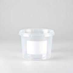 Empty clear plastic container with lid isolated on white background for storage
