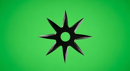 Obraz premium Eight-Pointed Shuriken on Green Background - A Ninja Weapon.