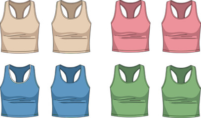 Sleeveless athletic tops, racerback tank design, colorful sportswear, gym fashion, workout apparel, activewear collection, fitness clothing, breathable fabric, unisex style, vibrant color options
