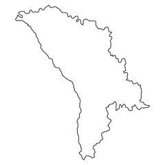 Moldova country outline map black border minimal geographic shape vector