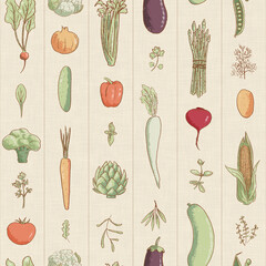 Farmhouse Vegetable Stripes Pattern