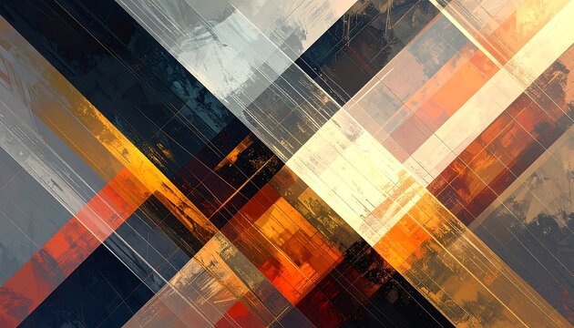 Abstract Geometric Composition with Diagonal Lines and a Textured, Grungy Aesthetic