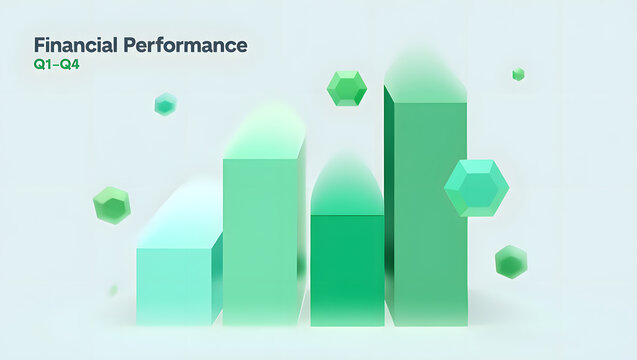 Abstract 3d bar chart illustrating financial performance growth