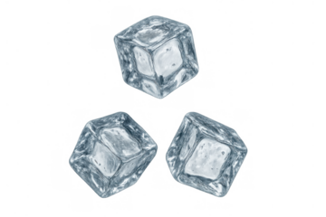 Ice cubes floating isolated on transparent background providing refreshment and coldness to drinks