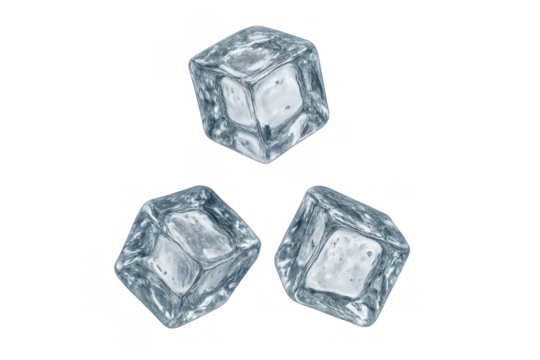 Ice cubes floating isolated on transparent background providing refreshment and coldness to drinks