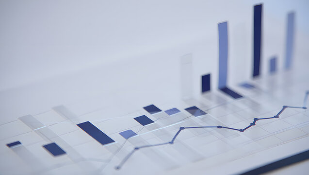 Close up of a financial bar and line graph showing upward trend - Powered by Adobe