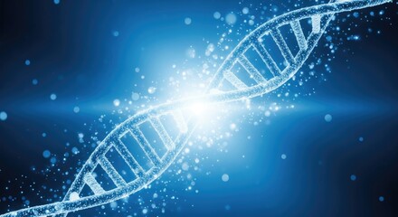 A glowing dna double helix structure with bright light in the center, representing genetic research, biotechnology, and the complexity of life itself, isolated on white background