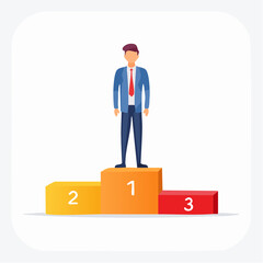 Figure stands on podium after achieving first place at a competition