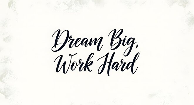 Inspirational quote on a light background that encourages dreaming big and working hard to achieve goals and success