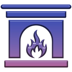 3d illustration of stylized illustration of a fireplace with a flame, isolated on transparent background