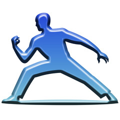 3d illustration of blue silhouette of a person in motion, isolated on transparent background