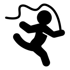 Woman with rope solid icon, summer sport concept. Vector graphics. Gymnast woman, dancing sign on white background, style icon mobile or web design.