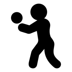 Man with ball solid icon, volleyball sport concept. Vector graphics. Volleyball player, sportsman sign on white background, style icon mobile or web design.