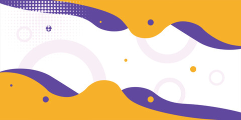abstract banner background with fluid shapes in purple and orange color.
