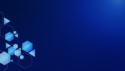 Abstract Digital Tech Hexagon Blue Gradient Background. For Modern Smart Business Corporate, Futuristic Data Analysis, Clean Branding, Scientific Research, AI Computing