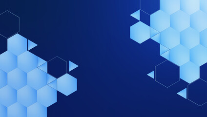 Abstract Digital Tech Hexagon Blue Gradient Background. For Modern Smart Business Corporate, Futuristic Data Analysis, Clean Branding, Scientific Research, AI Computing