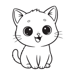 Kawaii Christmas Cat Colouring page