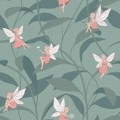 Fairy Garden Magical Wallpaper Pattern

