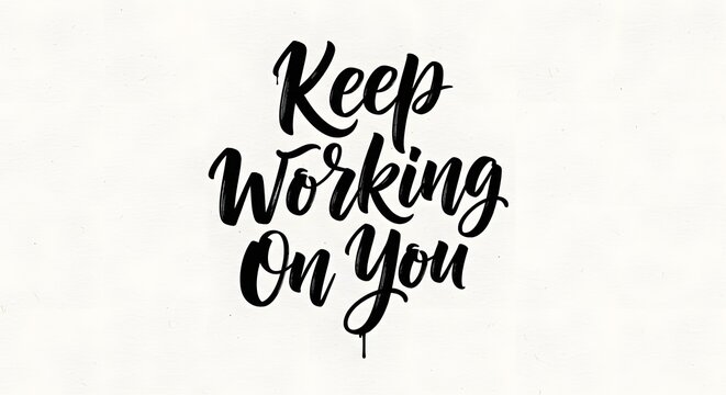 Inspirational handwritten quote on a white background encouraging perseverance and dedication to work - Powered by Adobe