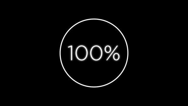 Glowing neon circle displays thirty four percent progress bar loading animation on black