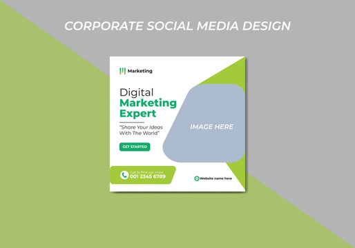 Digital marketing corporate social media agency banner or instagram post template. Instagram post social media banner template digital marketing agency.
