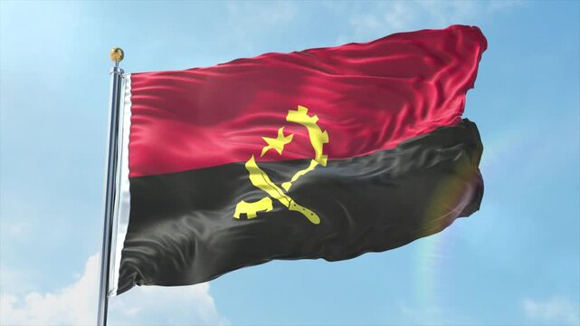 4K Angola flag waving in the wind - realistic Angola flag animation in high resolution, perfect for Angola national day, independence, travel and patriotic video projects