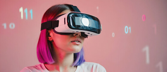 Immersive Reality: A person wearing a virtual reality headset, stepping into a world of digital innovation and experience. 
